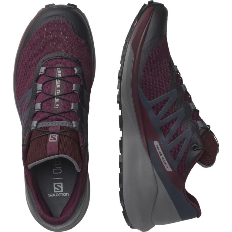 Burgundy / Dark Grey Salomon Sense Ride 4 Women's Trail Running Shoes | PH 97438B